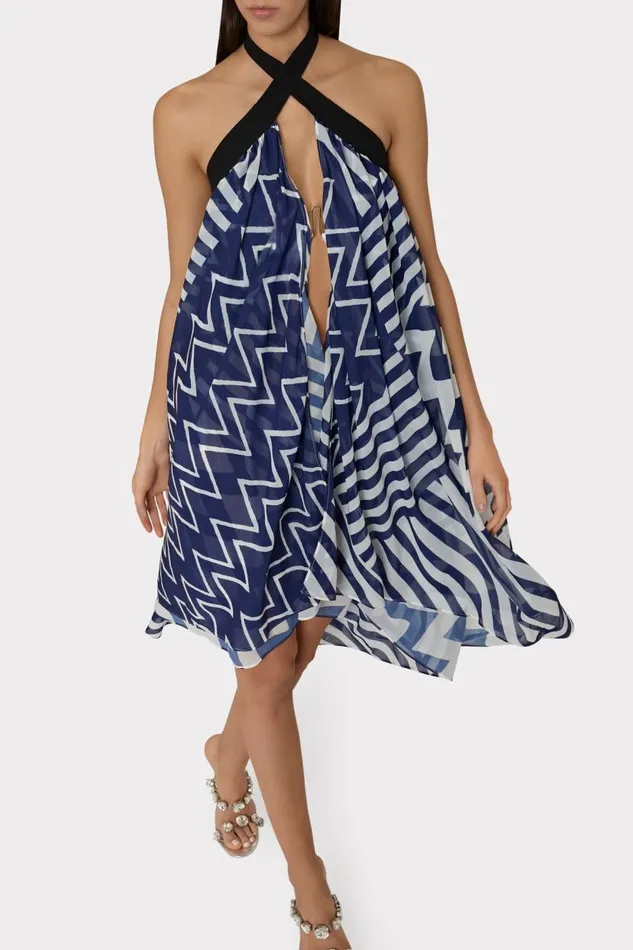 Milly CoverUps Women Convertible Patchwork Chevron Skirt Bluewhite Milly CoverUps Women Convertible Patchwork Chevron Skirt Bluewhite