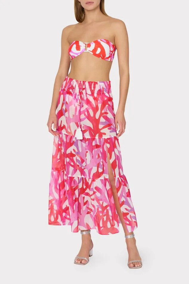 Milly CoverUps Women Jem Under The Sea Tiered Chiffon Skirt Pink Multi Milly CoverUps Women Jem Under The Sea Tiered Chiffon Skirt Pink Multi