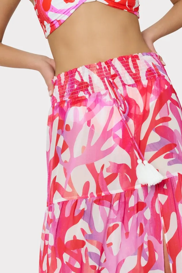 Milly CoverUps Women Jem Under The Sea Tiered Chiffon Skirt Pink Multi Milly CoverUps Women Jem Under The Sea Tiered Chiffon Skirt Pink Multi