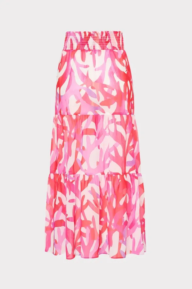 Milly CoverUps Women Jem Under The Sea Tiered Chiffon Skirt Pink Multi Milly CoverUps Women Jem Under The Sea Tiered Chiffon Skirt Pink Multi