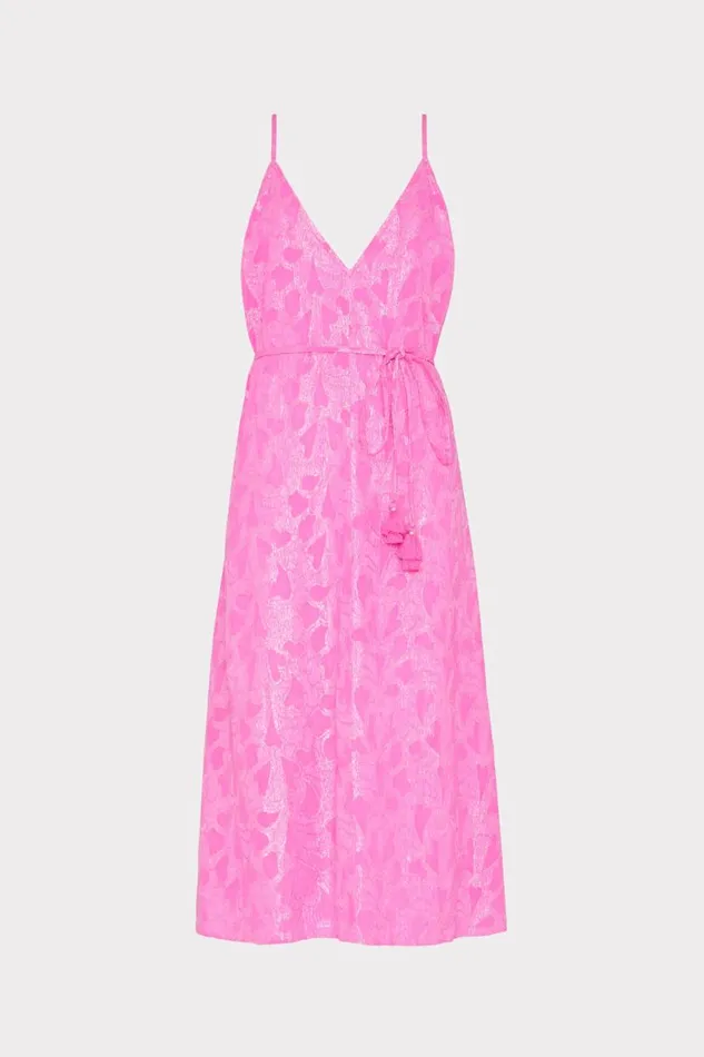 Milly CoverUps Women Lurex Jacquard Spaghetti Strap CoverUp Pink