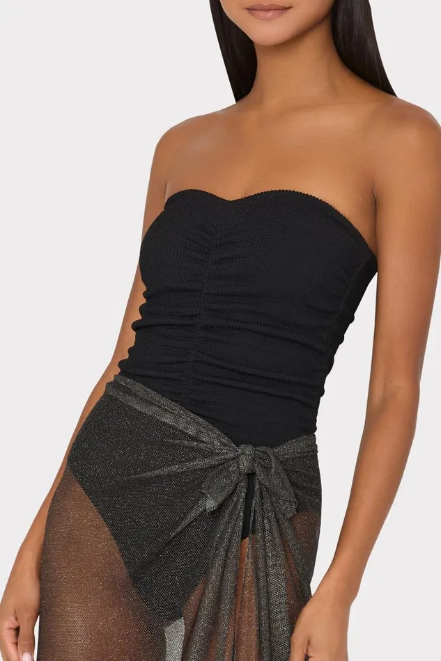 Milly CoverUps Women Metallic Mesh Sarong Black Milly CoverUps Women Metallic Mesh Sarong Black