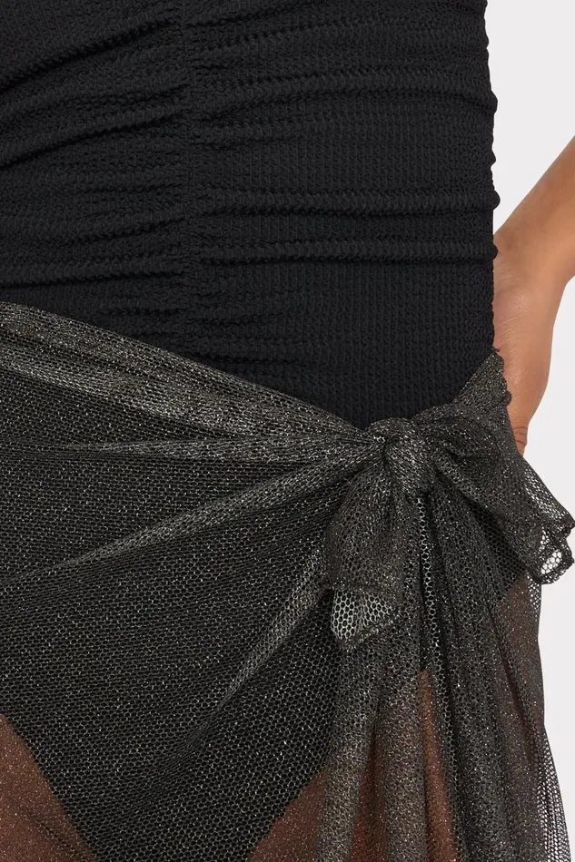 Milly CoverUps Women Metallic Mesh Sarong Black Milly CoverUps Women Metallic Mesh Sarong Black