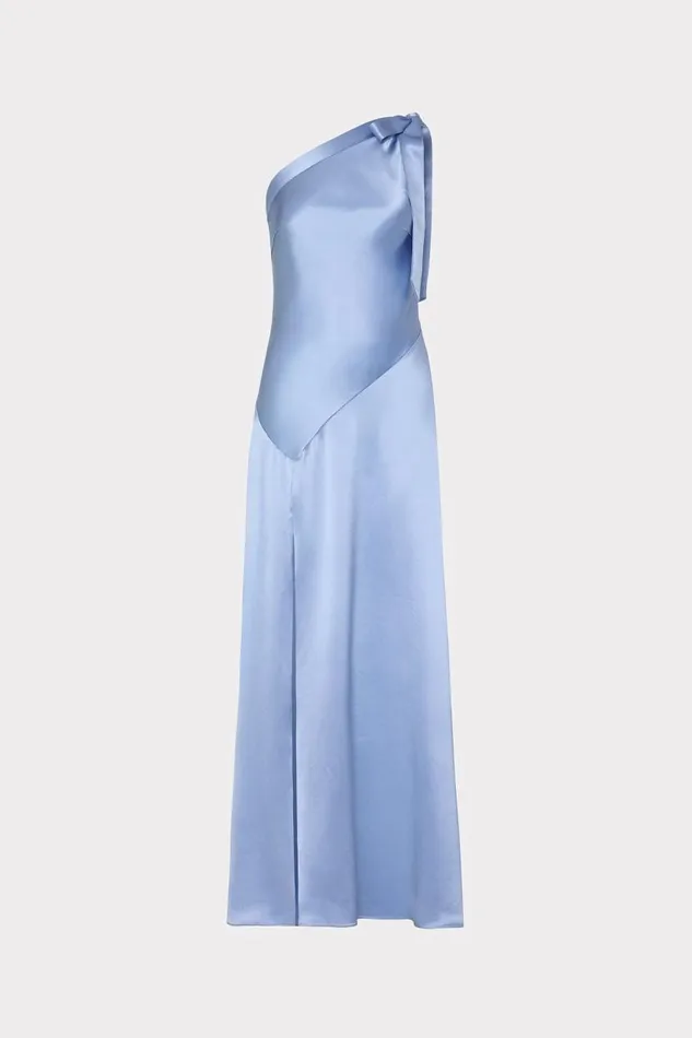 Milly Dresses Women Eleni Hammered Satin Gown Light Blue