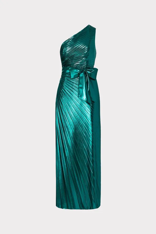 Milly Dresses Women Estelle Pleated Lam Dress Green