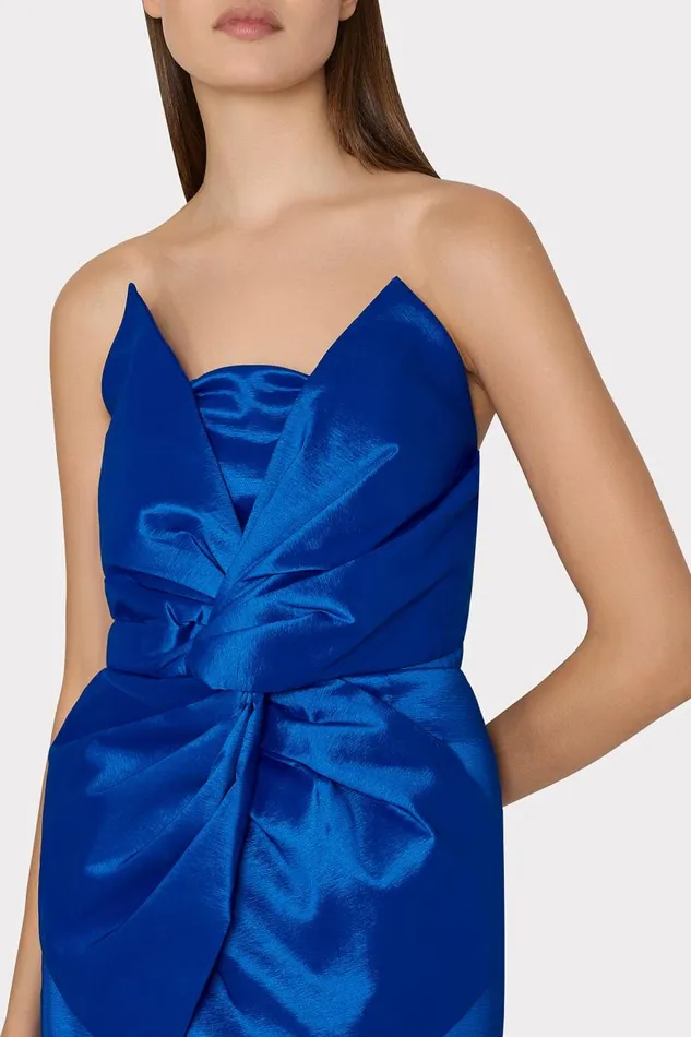 Milly Dresses Women Harlow Bow Taffeta Strapless Dress Blue Milly Dresses Women Harlow Bow Taffeta Strapless Dress Blue