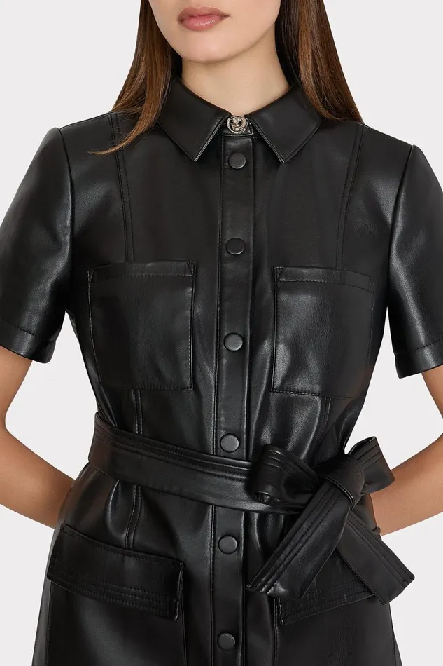Milly Dresses Women Haven Vegan Leather Mini Dress Black Milly Dresses Women Haven Vegan Leather Mini Dress Black