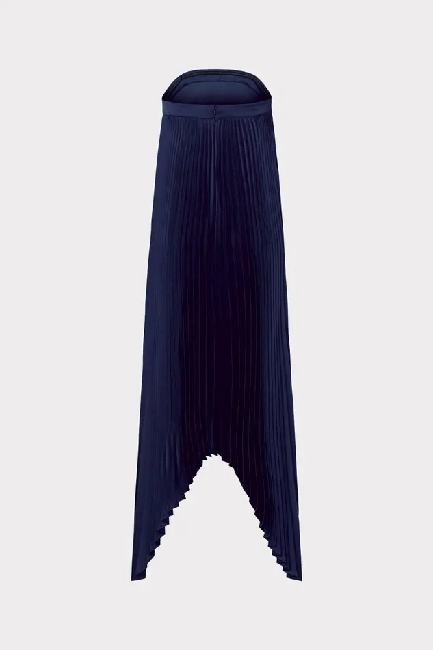 Milly Dresses Women Jordyn Satin Pleated Strapless Dress Navy Milly Dresses Women Jordyn Satin Pleated Strapless Dress Navy