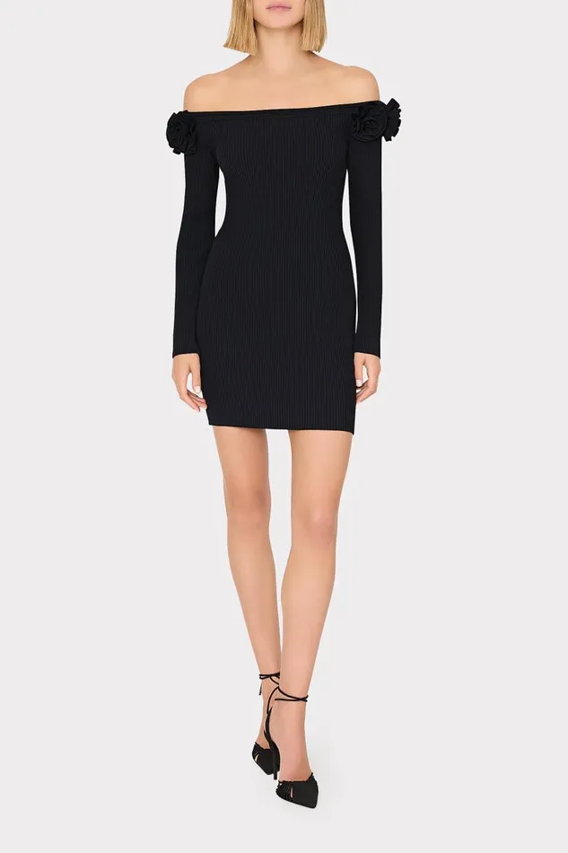 Milly Dresses Women Kara Off The Shoulder Knit Mini Dress Black Milly Dresses Women Kara Off The Shoulder Knit Mini Dress Black