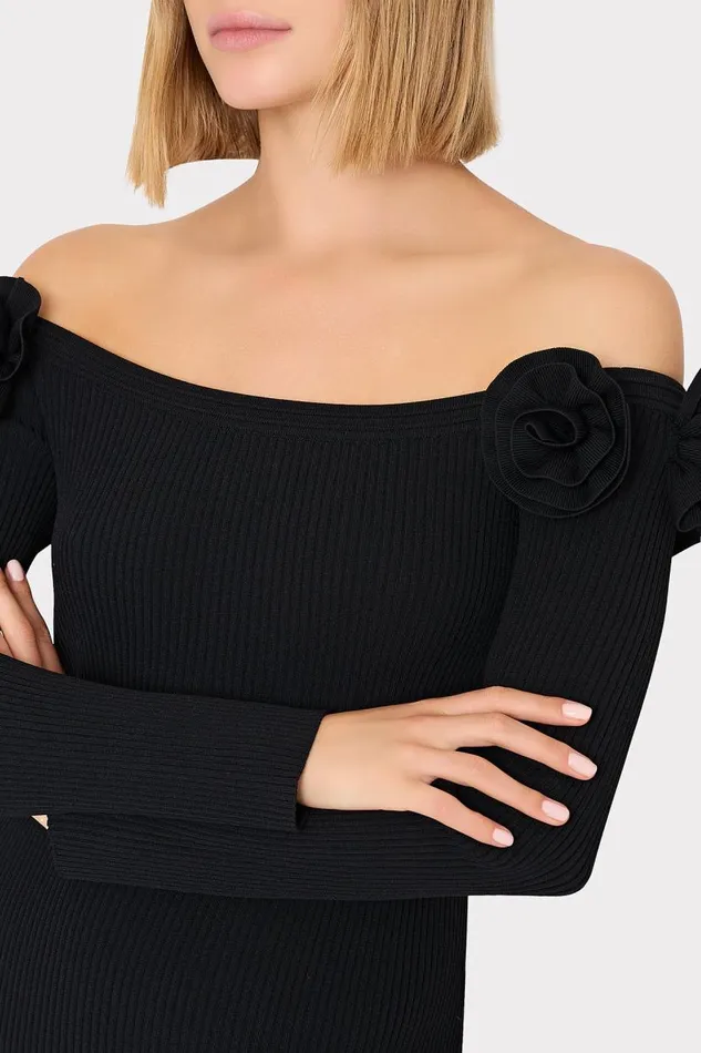Milly Dresses Women Kara Off The Shoulder Knit Mini Dress Black Milly Dresses Women Kara Off The Shoulder Knit Mini Dress Black