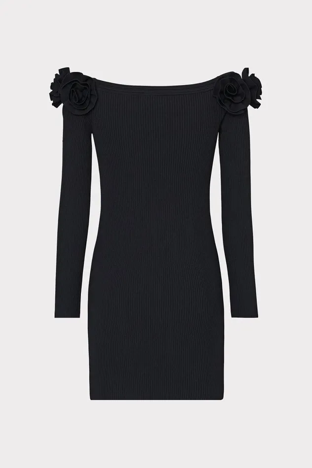 Milly Dresses Women Kara Off The Shoulder Knit Mini Dress Black Milly Dresses Women Kara Off The Shoulder Knit Mini Dress Black