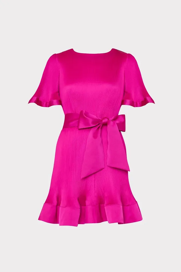 Milly Dresses Women Lumi Satin Pleated Dress Pink