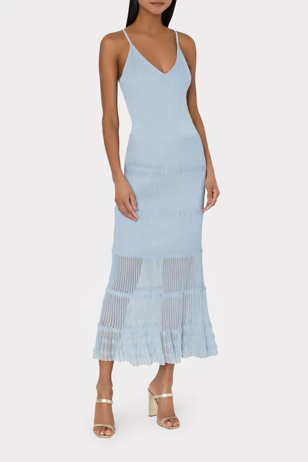 Milly Dresses Women Sheer Knit Cami Dress Light Blue Milly Dresses Women Sheer Knit Cami Dress Light Blue