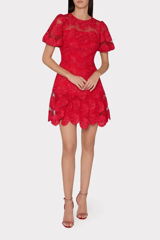 Milly Dresses Women Yasmin Daisy Lace Dress Red