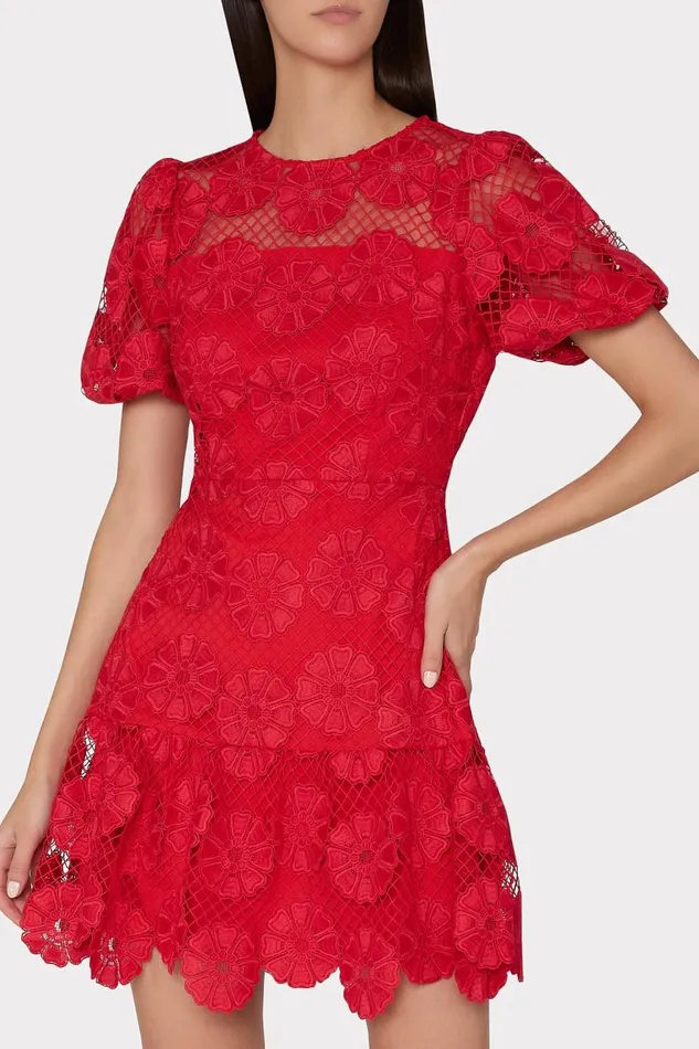 Milly Dresses Women Yasmin Daisy Lace Dress Red