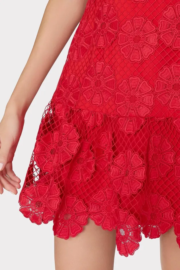 Milly Dresses Women Yasmin Daisy Lace Dress Red