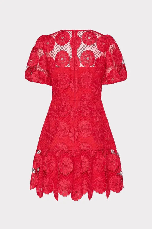 Milly Dresses Women Yasmin Daisy Lace Dress Red