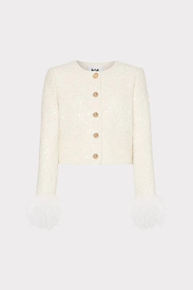 Milly Matching Sets Women Aya Beaded Tweed Jacket White