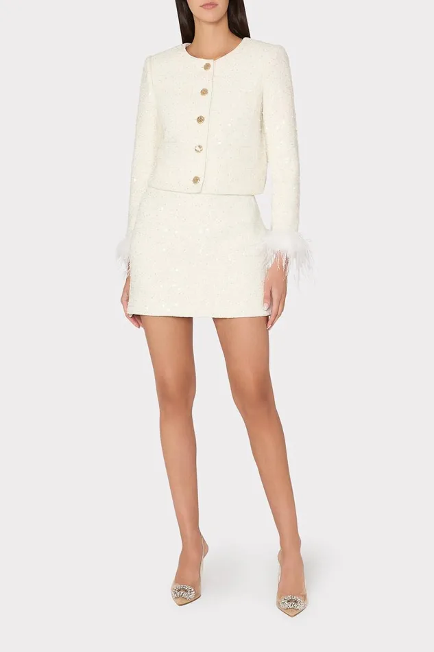 Milly Matching Sets Women Aya Beaded Tweed Jacket White Milly Matching Sets Women Aya Beaded Tweed Jacket White
