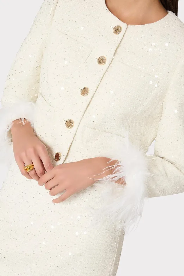 Milly Matching Sets Women Aya Beaded Tweed Jacket White Milly Matching Sets Women Aya Beaded Tweed Jacket White