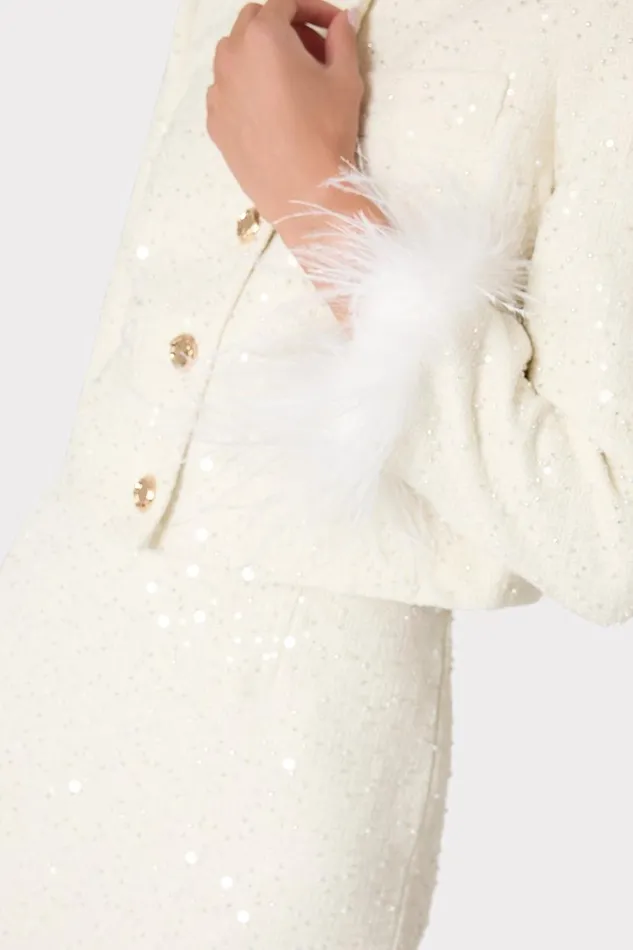 Milly Matching Sets Women Aya Beaded Tweed Jacket White Milly Matching Sets Women Aya Beaded Tweed Jacket White