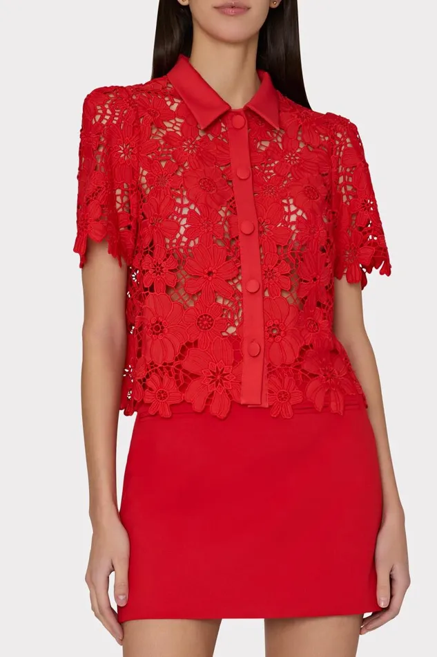 Milly Matching Sets Women Lizzy Cady Mini Skirt Red