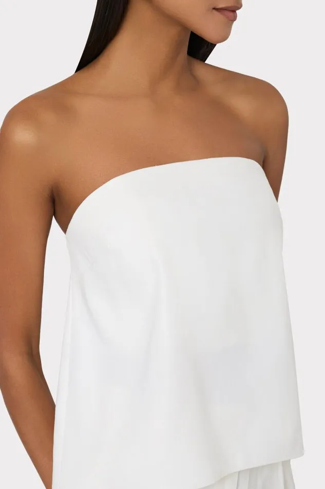 Milly Matching Sets Women Solid Linen Strapless Top White Milly Matching Sets Women Solid Linen Strapless Top White