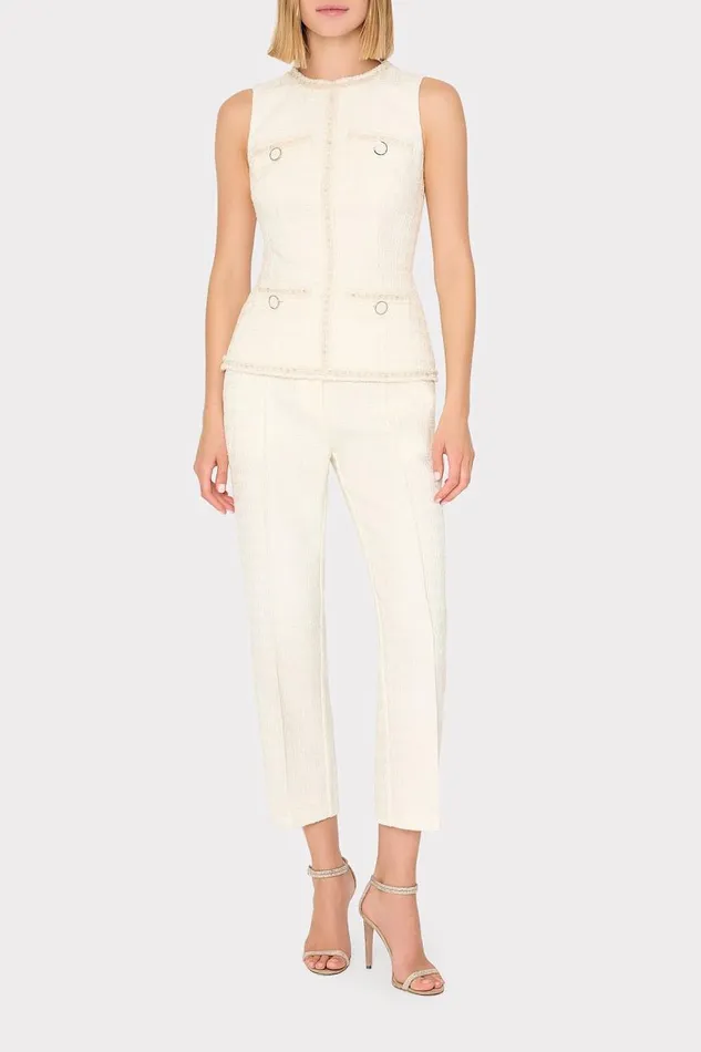 Milly Pants Women Betsy Boucle Pant Ecru Milly Pants Women Betsy Boucle Pant Ecru