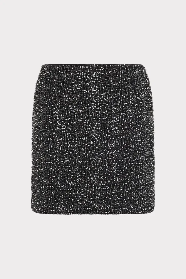 Milly Skirts Women Beaded Tweed Modern Mini Skirt Black