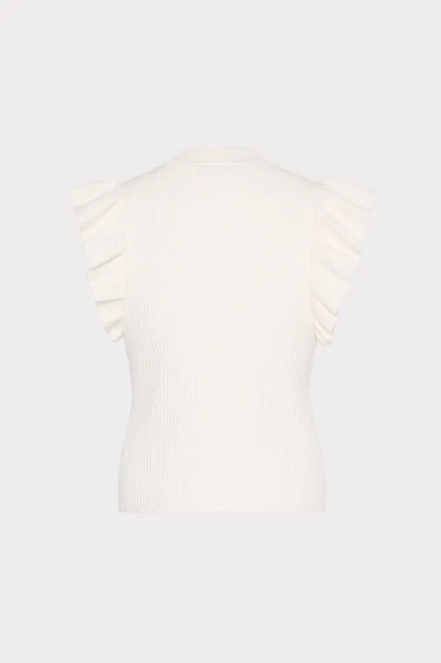 Milly Sweaters and Knits Women Kamila Flutter Sleeve Knit Top Ecru Milly Sweaters and Knits Women Kamila Flutter Sleeve Knit Top Ecru