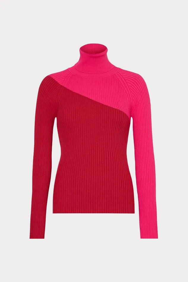 Milly Sweaters and Knits Women Kenna Color Block Turtleneck Sweater Pink Multi Milly Sweaters and Knits Women Kenna Color Block Turtleneck Sweater Pink Multi