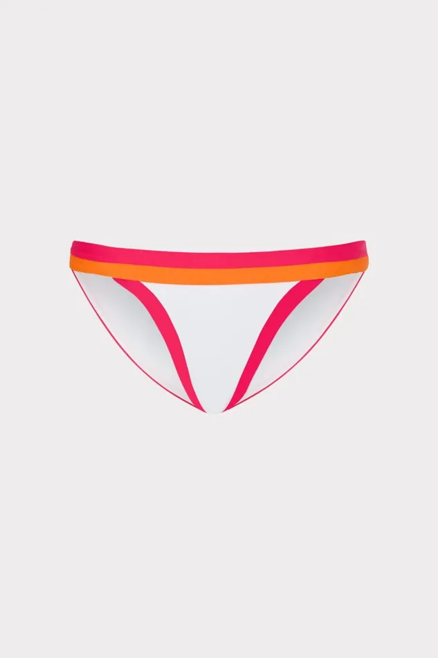 Milly Swim and Coverups Women Amalfi Color Block Bikini Bottom Pink Multi