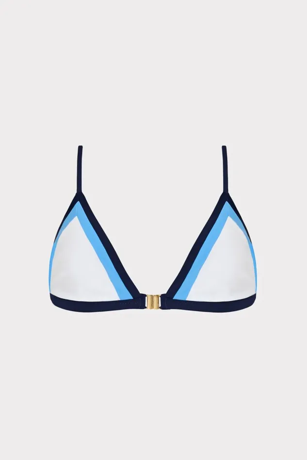 Milly Swim and Coverups Women Amalfi Color Block Bikini Top Navy Multi