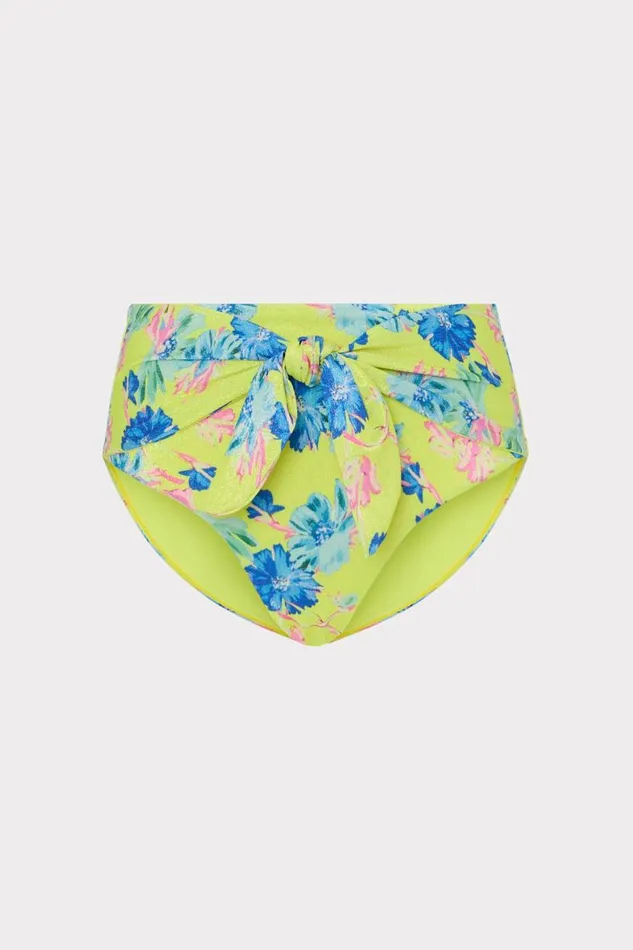 Milly Swim and Coverups Women Floating Cosmos Front Tie Bikini Bottom Neon Yellow Milly Swim and Coverups Women Floating Cosmos Front Tie Bikini Bottom Neon Yellow