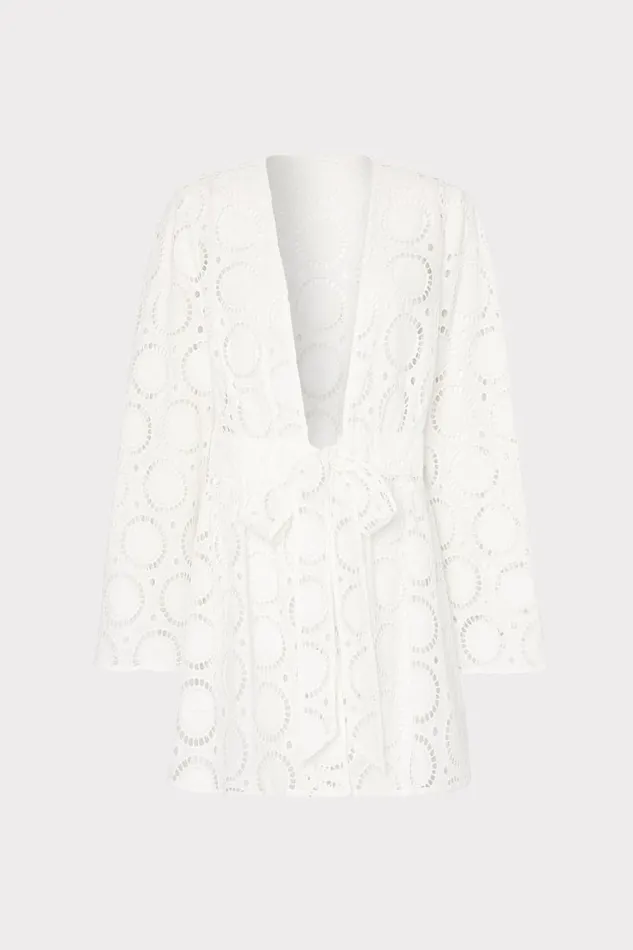 Milly Swim and Coverups Women Jessie Geo Eyelet CoverUp White