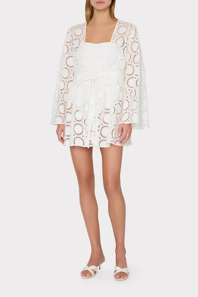 Milly Swim and Coverups Women Jessie Geo Eyelet CoverUp White Milly Swim and Coverups Women Jessie Geo Eyelet CoverUp White