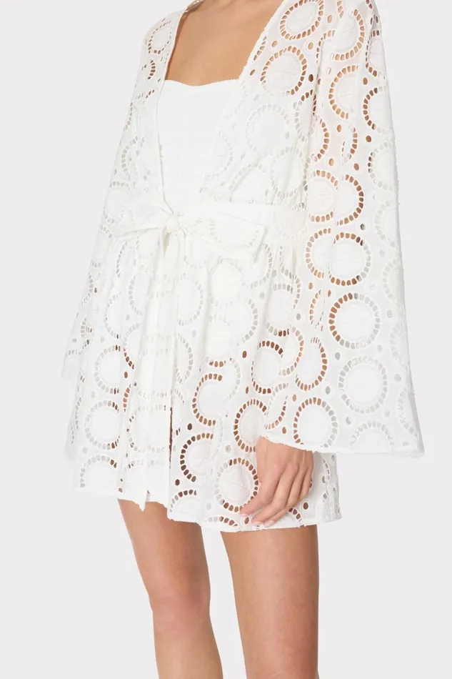 Milly Swim and Coverups Women Jessie Geo Eyelet CoverUp White Milly Swim and Coverups Women Jessie Geo Eyelet CoverUp White