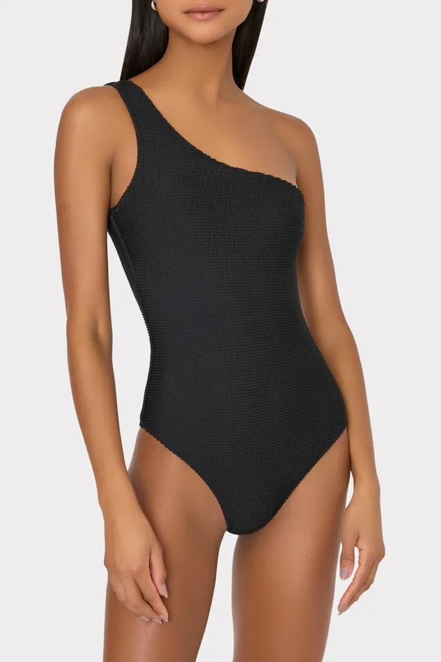 Milly Swim and Coverups Women Joni One Shoulder One Piece Black Milly Swim and Coverups Women Joni One Shoulder One Piece Black