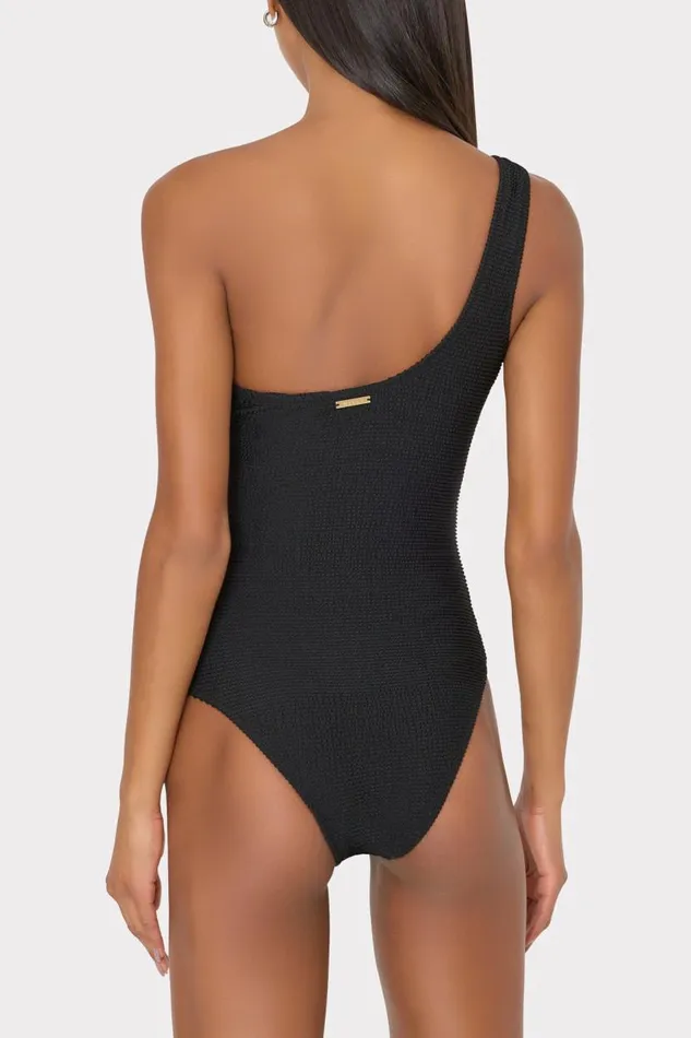 Milly Swim and Coverups Women Joni One Shoulder One Piece Black Milly Swim and Coverups Women Joni One Shoulder One Piece Black