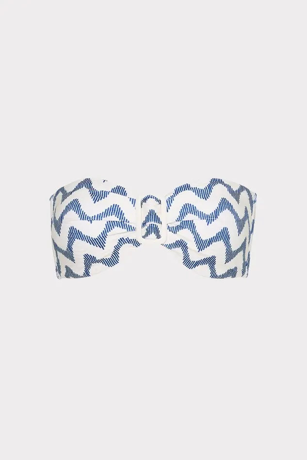 Milly Swim and Coverups Women Margot Barcelona Chevron Bandeau Top Whiteblue