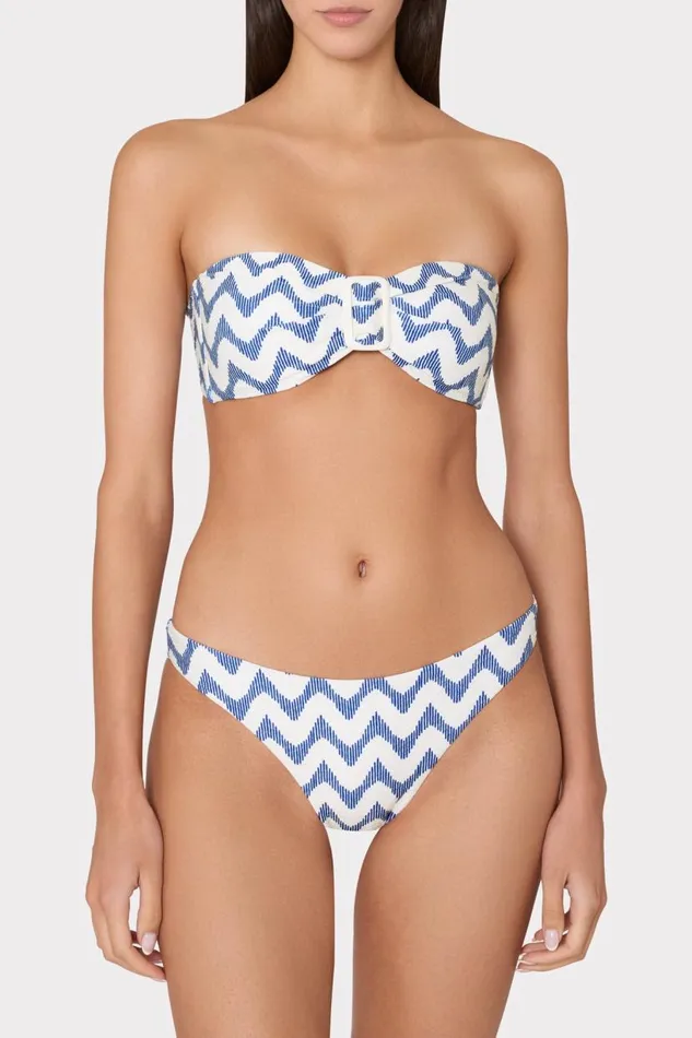 Milly Swim and Coverups Women Margot Barcelona Chevron Bandeau Top Whiteblue Milly Swim and Coverups Women Margot Barcelona Chevron Bandeau Top Whiteblue