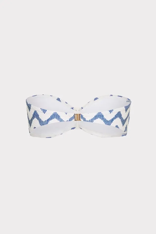 Milly Swim and Coverups Women Margot Barcelona Chevron Bandeau Top Whiteblue Milly Swim and Coverups Women Margot Barcelona Chevron Bandeau Top Whiteblue