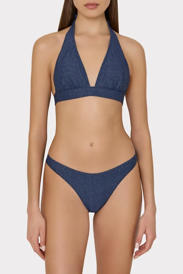 Milly Swim and Coverups Women Margot Chevron Bikini Bottom Navysilver Milly Swim and Coverups Women Margot Chevron Bikini Bottom Navysilver