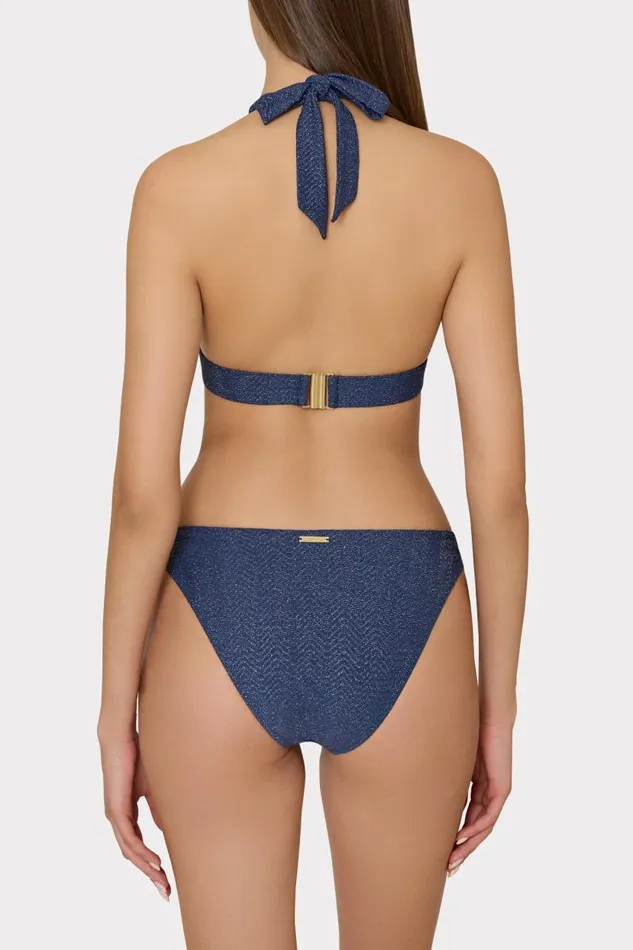 Milly Swim and Coverups Women Margot Chevron Bikini Bottom Navysilver Milly Swim and Coverups Women Margot Chevron Bikini Bottom Navysilver