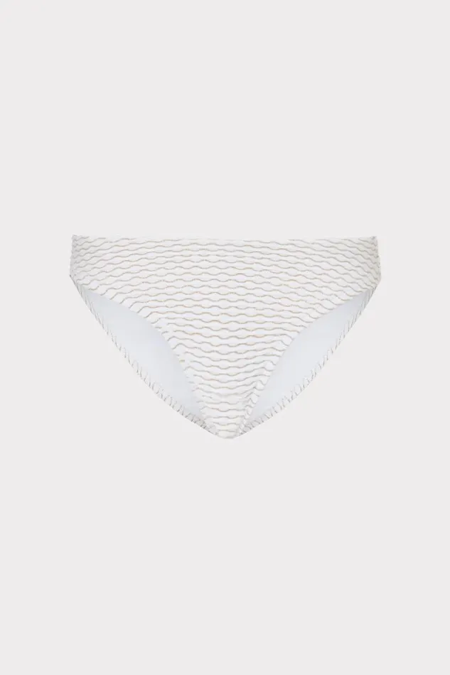 Milly Swim and Coverups Women Margot Textured Waves Bikini Bottom White