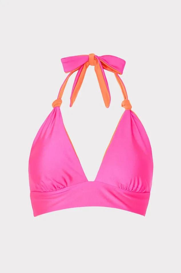 Milly Swim and Coverups Women Scala Reversible Bikini Top Pinkorange