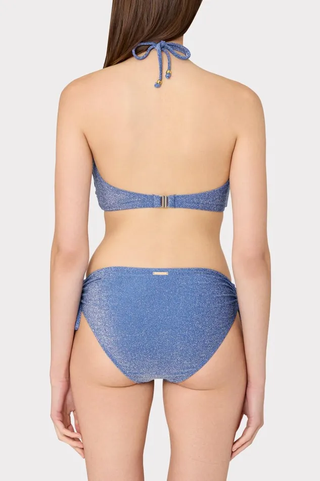 Milly Swim and Coverups Women Shimmer Halter Bikini Top Blue Milly Swim and Coverups Women Shimmer Halter Bikini Top Blue