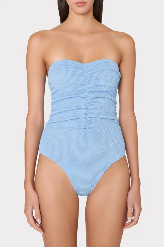 Milly Swim and Coverups Women Textured Ruched One Piece Light Blue Milly Swim and Coverups Women Textured Ruched One Piece Light Blue