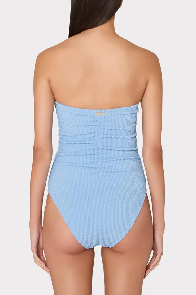 Milly Swim and Coverups Women Textured Ruched One Piece Light Blue Milly Swim and Coverups Women Textured Ruched One Piece Light Blue