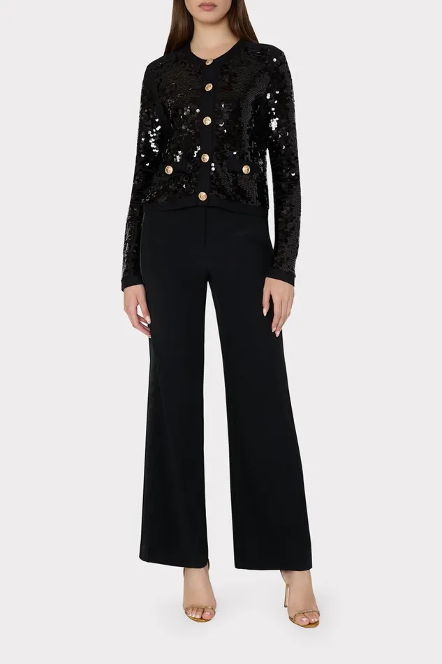 Milly Tops Women Iman Sequin Knit Cardigan Black Milly Tops Women Iman Sequin Knit Cardigan Black